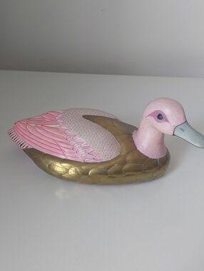 Pink and Gold Decorative Duck Figurine – Home Accent